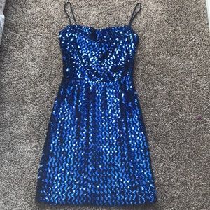 Blue sequin dress